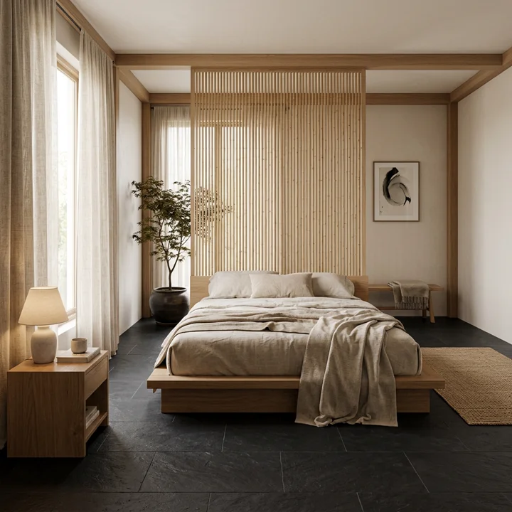 Japandi interior design style render
